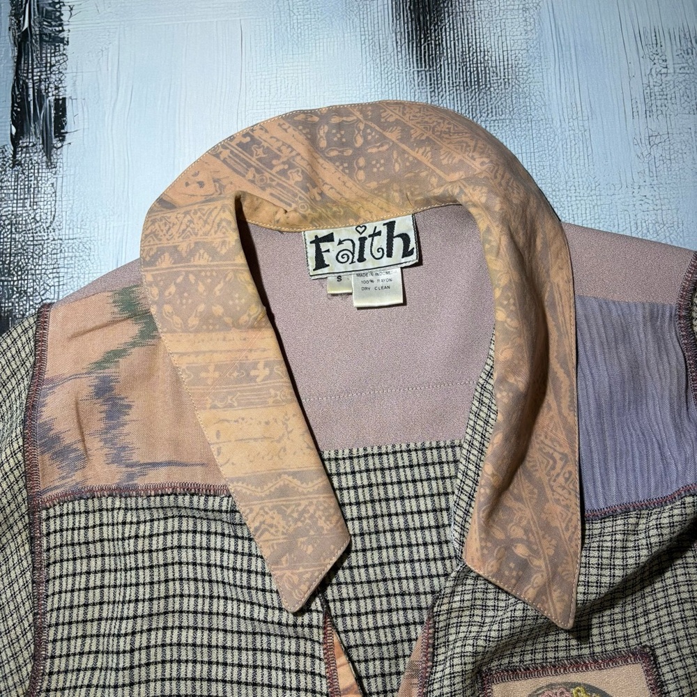 Vintage Boho Patchwork Embroidered Button Shirt T… - image 6